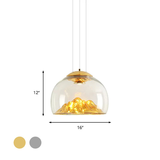 Modern Glass Led Pendant Light With Gold/Silver Frame For Dining Room