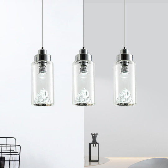 Modern Glass Led Pendant Light With Gold/Silver Frame For Dining Room