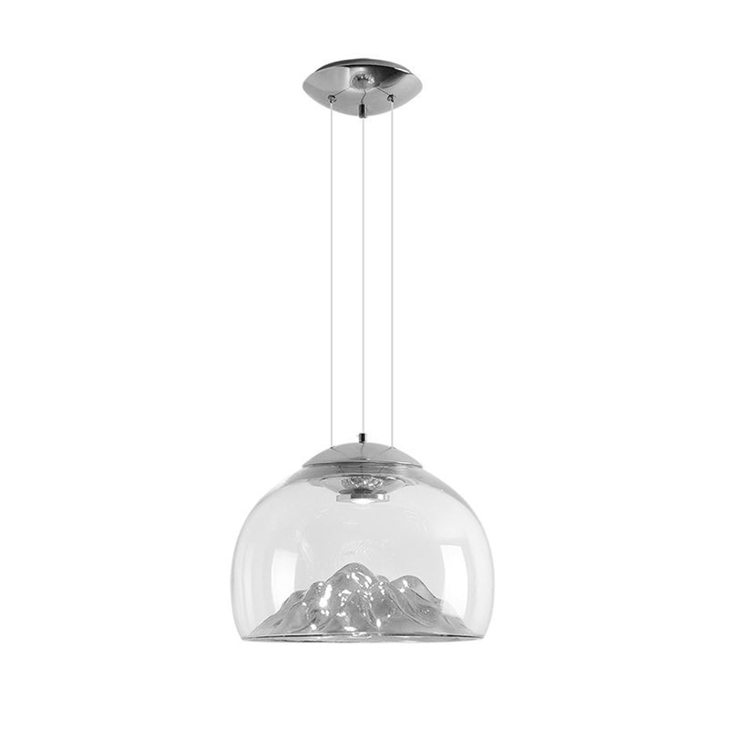 Cylinder/Semicircle Pendant Light - Modern Clear Glass LED Hanging Lamp for Dining Room