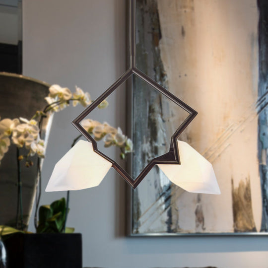 Nordic Style 1/2-Light Bedroom Pendant with Pear Plastic Shade - Black/Gold Hanging Fixture