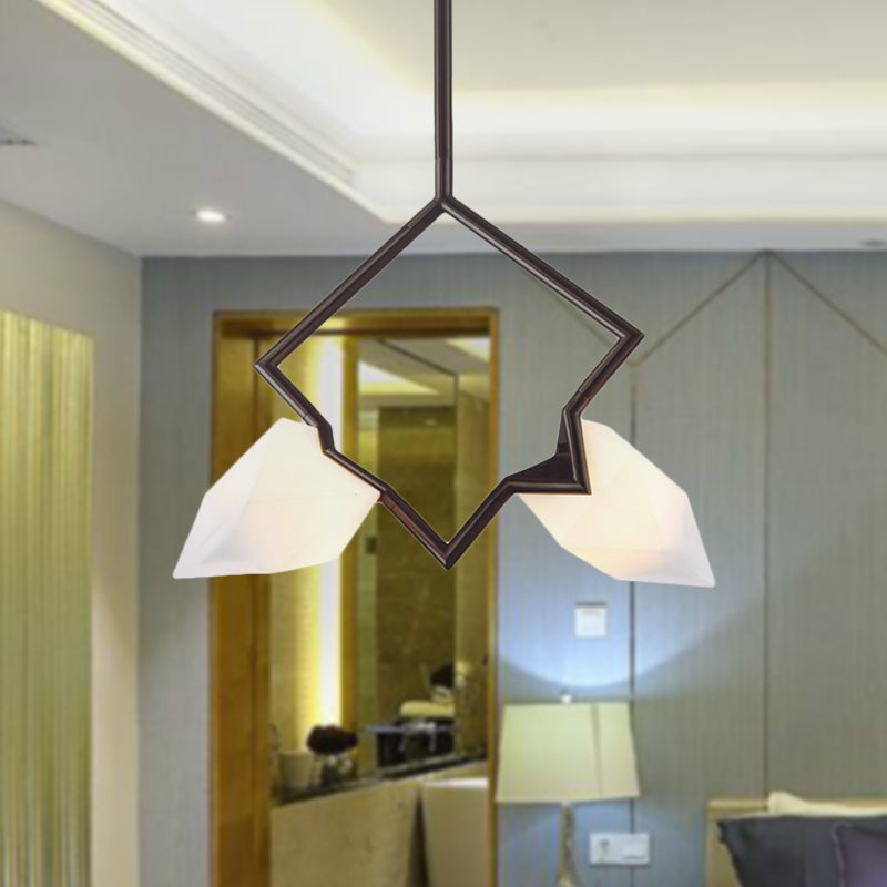Nordic Style 1/2-Light Bedroom Pendant with Pear Plastic Shade - Black/Gold Hanging Fixture