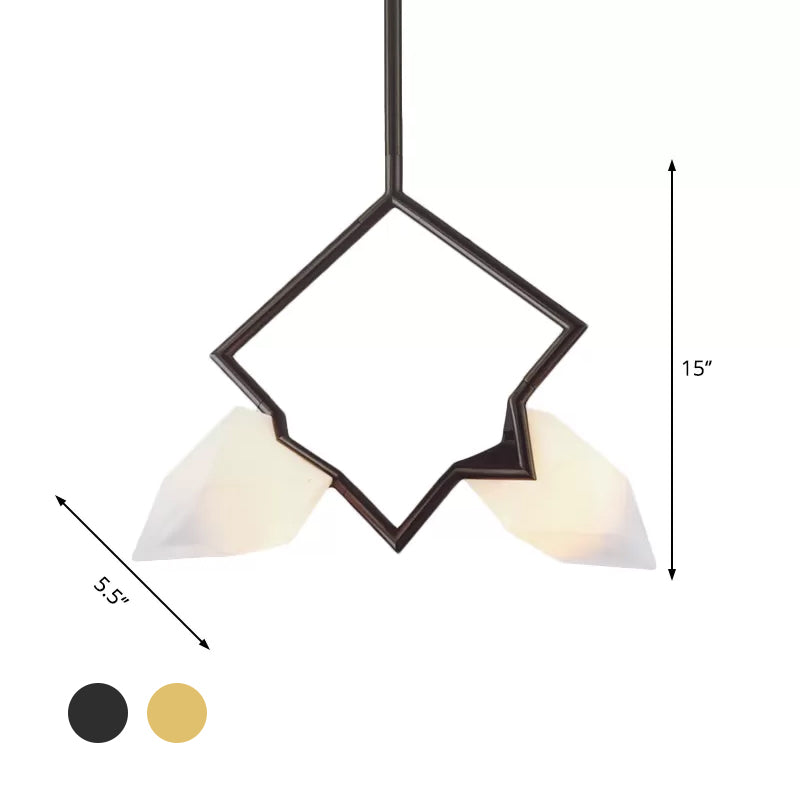 Nordic Style 1/2-Light Bedroom Pendant with Pear Plastic Shade - Black/Gold Hanging Fixture