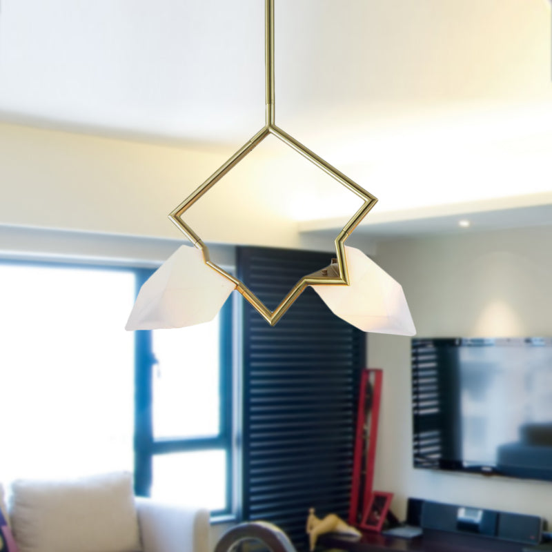 Nordic Style 1/2-Light Bedroom Pendant with Pear Plastic Shade - Black/Gold Hanging Fixture