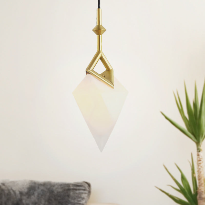Nordic Style 1/2-Light Bedroom Pendant with Pear Plastic Shade - Black/Gold Hanging Fixture