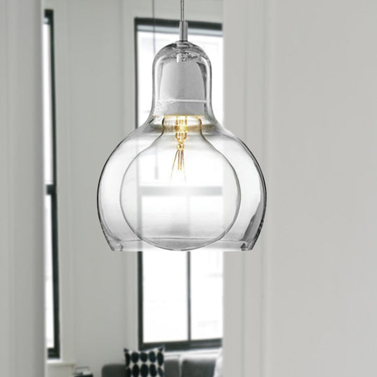 Modern Glass Gourd Pendant Light for Dining Room, 1-Light, 4"/7" Width, Clear/Amber/Grey