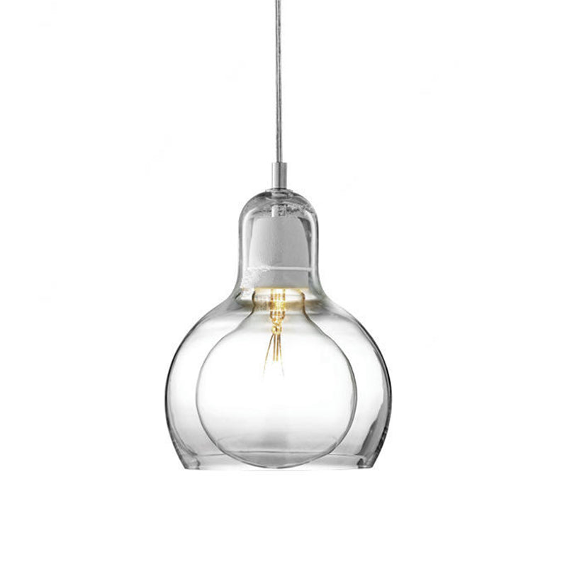 Modern Glass Gourd Pendant Light for Dining Room, 1-Light, 4"/7" Width, Clear/Amber/Grey