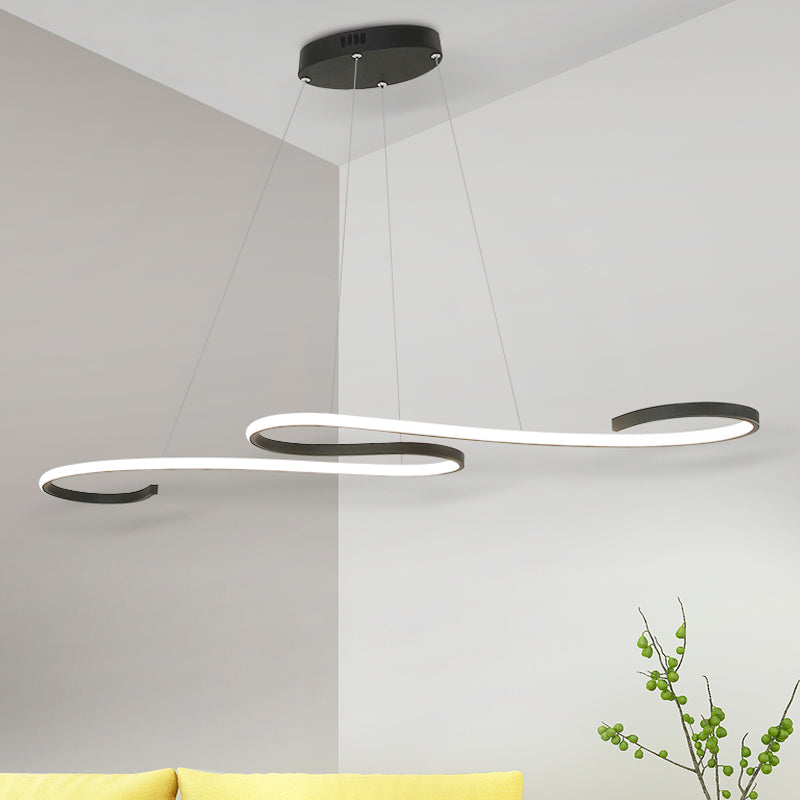 Nordic Acrylic Led Twist Pendant Light - Pink/Black/White With Warm/White/Natural Glow Black /