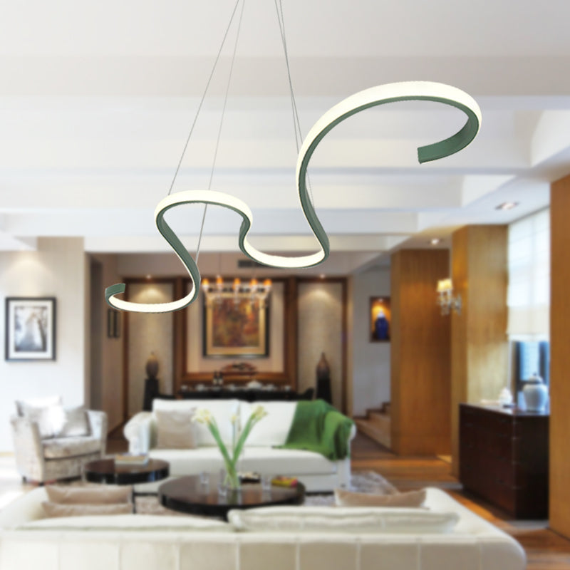 Nordic Acrylic Led Twist Pendant Light - Pink/Black/White With Warm/White/Natural Glow