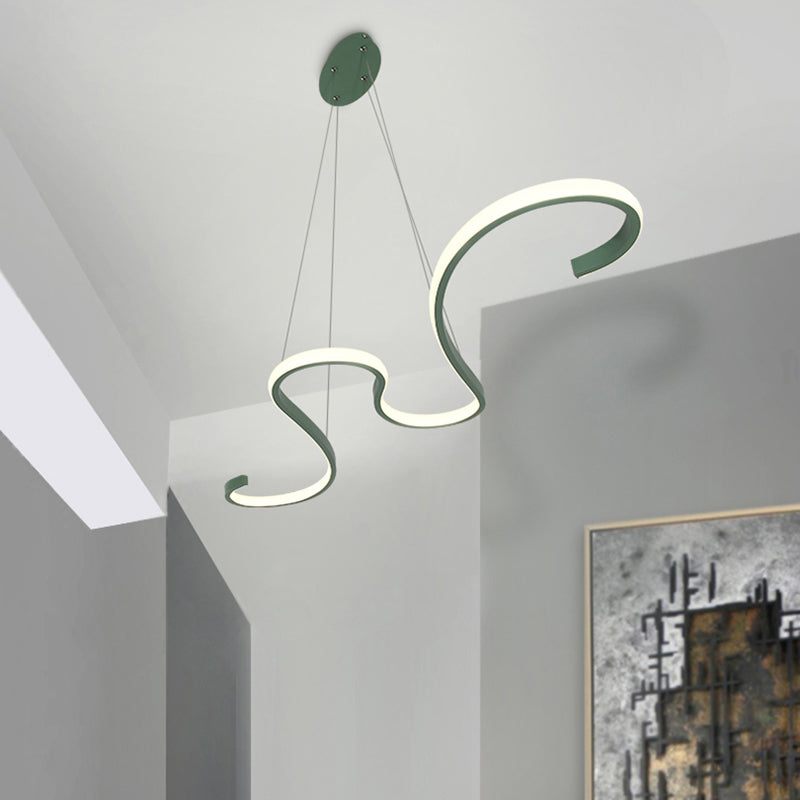 Nordic Acrylic Led Twist Pendant Light - Pink/Black/White With Warm/White/Natural Glow