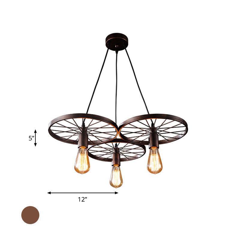 Industrial Black/Rust Metal Hanging Light With Vintage Bare Bulb Design - 3/6/8 Heads Ceiling