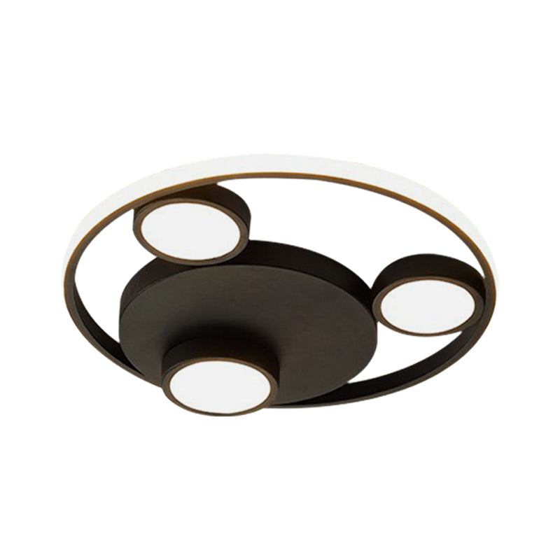 Contemporary LED Black Flush Mount Bear Head Acrylic Light Fixture