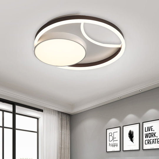 Minimalist Metallic LED Ceiling Mounted Flushmount Lighting in Coffee for Bedroom - 16.5"/20.5" Wide