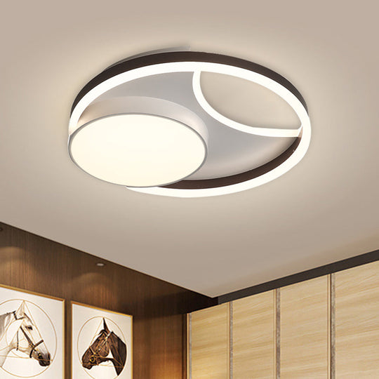 Minimalist Metallic LED Ceiling Mounted Flushmount Lighting in Coffee for Bedroom - 16.5"/20.5" Wide