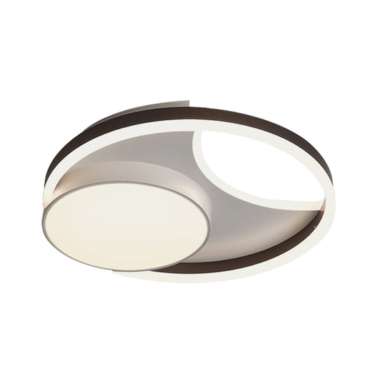 Minimalist Metallic LED Ceiling Mounted Flushmount Lighting in Coffee for Bedroom - 16.5"/20.5" Wide