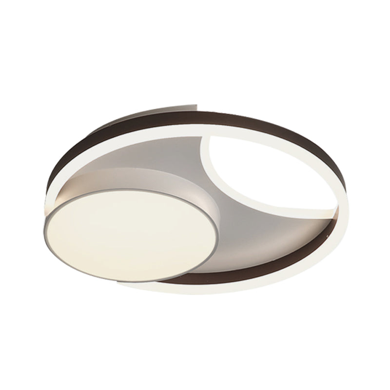 Minimalist Metallic Led Ceiling Mounted Flushmount Lighting In Coffee For Bedroom - 16.5/20.5 Wide