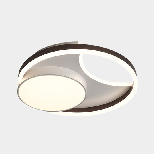 Minimalist Metallic LED Ceiling Mounted Flushmount Lighting in Coffee for Bedroom - 16.5"/20.5" Wide