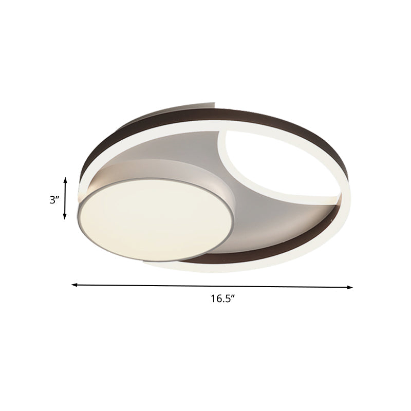 Minimalist Metallic LED Ceiling Mounted Flushmount Lighting in Coffee for Bedroom - 16.5"/20.5" Wide