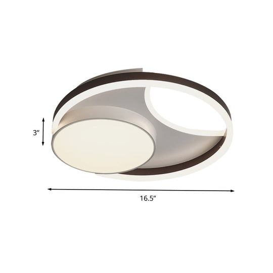 Minimalist Metallic LED Ceiling Mounted Flushmount Lighting in Coffee for Bedroom - 16.5"/20.5" Wide