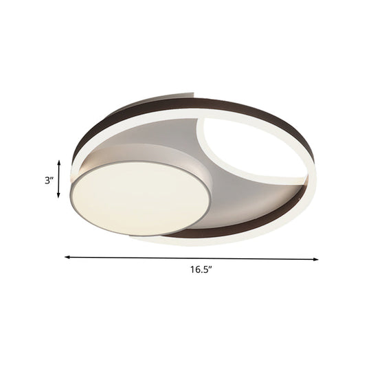 Minimalist Metallic Led Ceiling Mounted Flushmount Lighting In Coffee For Bedroom - 16.5/20.5 Wide