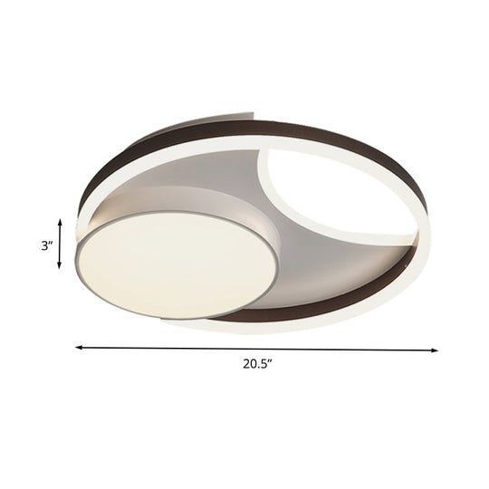 Minimalist Metallic Led Ceiling Mounted Flushmount Lighting In Coffee For Bedroom - 16.5/20.5 Wide