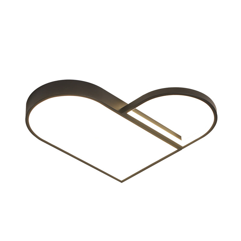 LED Bedroom Flush Mount Modern White/Black Flush Lighting with Love Heart Metal Shade, 19.5"/23.5" Width