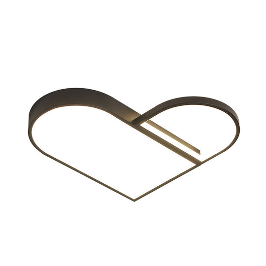 LED Bedroom Flush Mount Modern White/Black Flush Lighting with Love Heart Metal Shade, 19.5"/23.5" Width