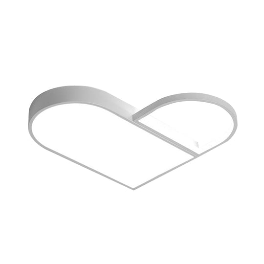 LED Bedroom Flush Mount Modern White/Black Flush Lighting with Love Heart Metal Shade, 19.5"/23.5" Width