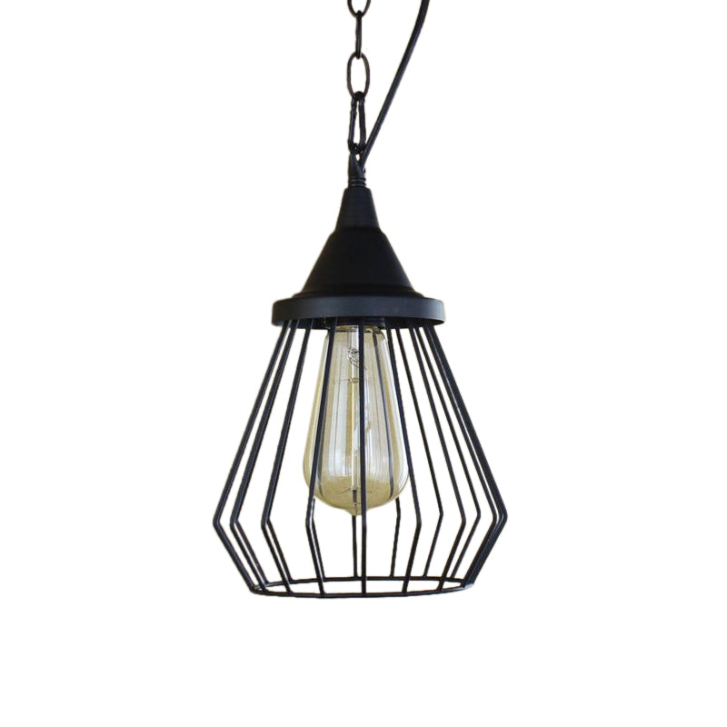 Metal Wire Cage Pendant Lamp - Black/Brass - Warehouse Style - Dining Table Lighting
