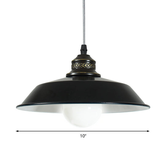 Stylish Barn Loft Ceiling Pendant Light - Metallic Black 10/14 Diameter