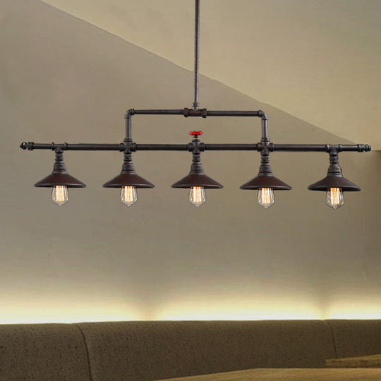 Industrial Style Wrought Iron 3/5 Lights Island Light Fixture for Restaurant