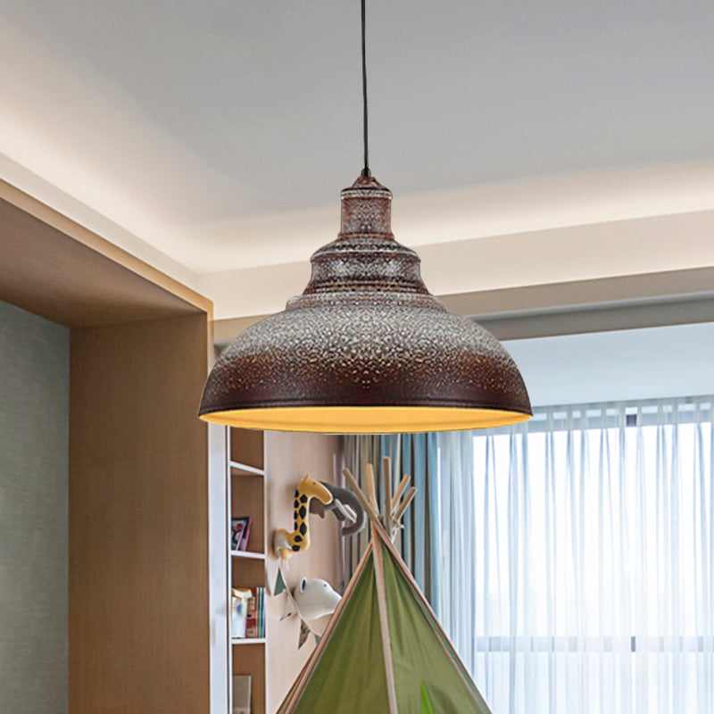 Blue/Rust Metal Barn Pulley Pendant Lamp - 1 Head Ceiling Lighting For Dining Room