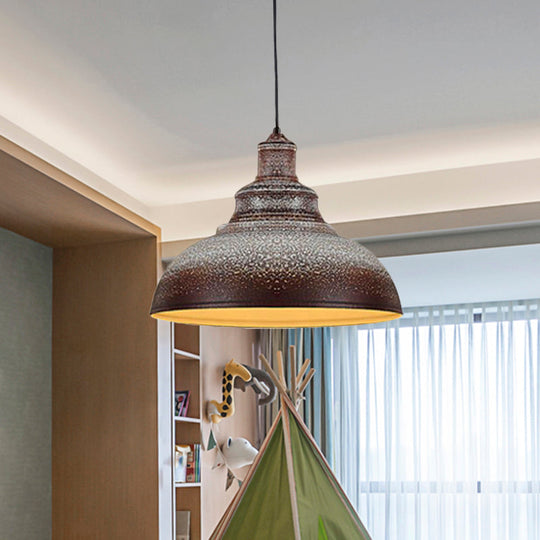 Blue/Rust Metal Barn Pulley Pendant Lamp - 1 Head Ceiling Lighting For Dining Room