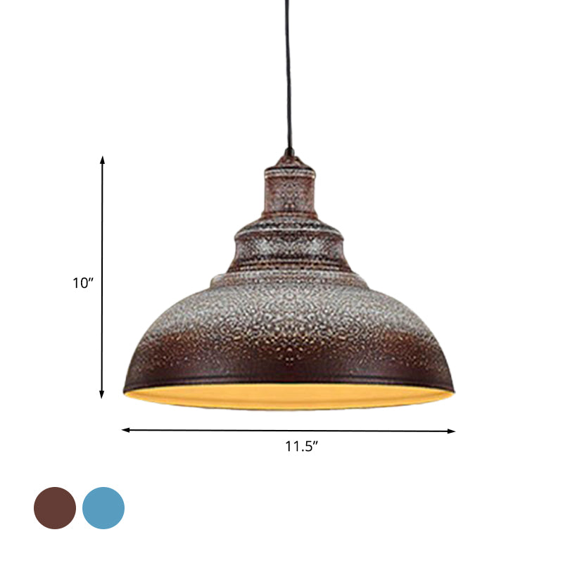 Antiqued Metal Barn Pulley Pendant Lamp - Blue/Rust Ceiling Lighting for Dining Room