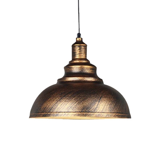 Rustic Metal Bowl Pendant Lamp - Silver/Bronze with Pulley - Perfect for Restaurant Ceiling