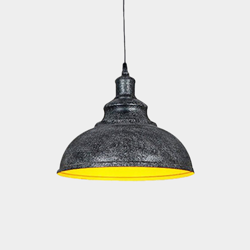 Vintage Iron Domed Pendant Light with Black/Bronze Finish - 1-Light Hanging Lamp Kit for Restaurants