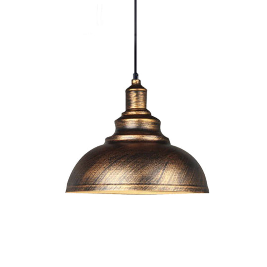 Vintage Iron Domed Pendant Light with Black/Bronze Finish - 1-Light Hanging Lamp Kit for Restaurants