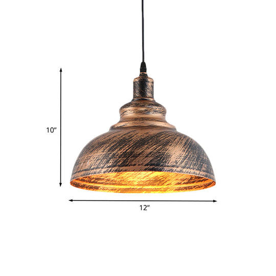 Rustic Countryside Barn Pendant Lamp - 1-Head, 12"/16" Wide Metallic Hanging Light Fixture for Restaurants