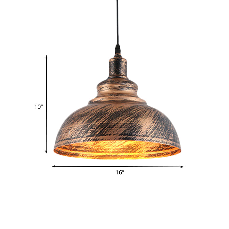 Rustic Countryside Barn Pendant Lamp - 1-Head, 12"/16" Wide Metallic Hanging Light Fixture for Restaurants