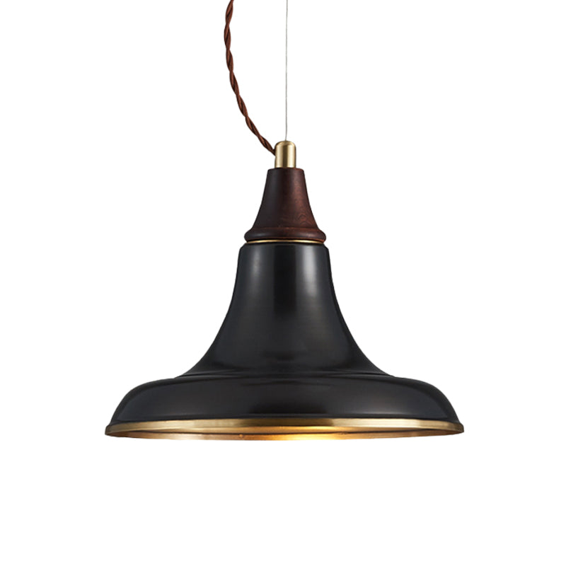 Metallic Suspension Light With Farmhouse Black Finish - Flare Pendant Lamp