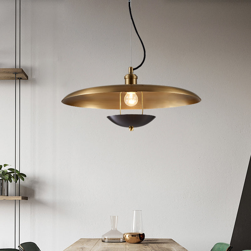 Antiqued Red/Gold Flat Hanging Light Kit With Adjustable Cord