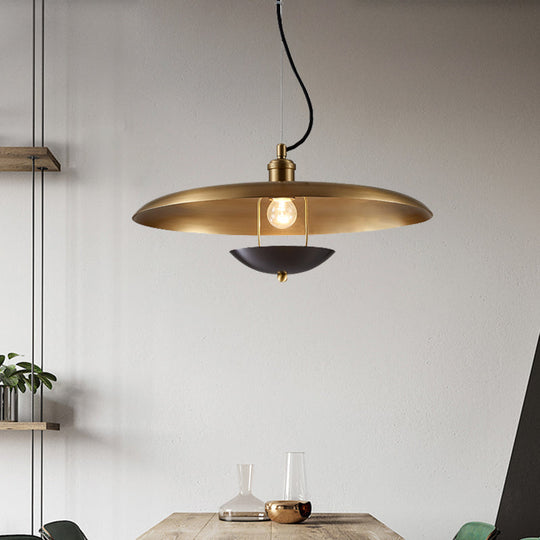 Antiqued Red/Gold Flat Hanging Light Kit With Adjustable Cord