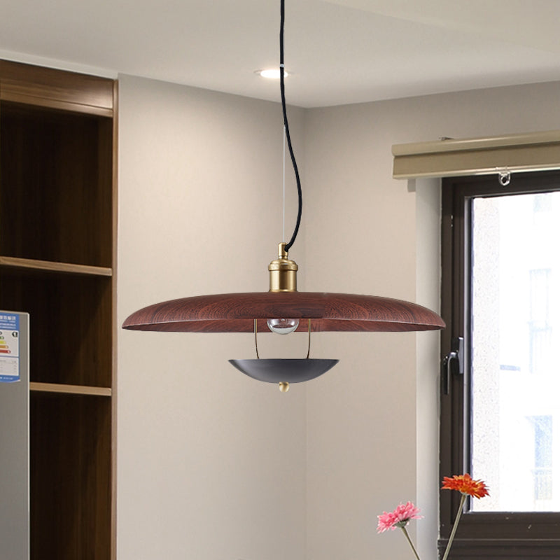 Antiqued Red/Gold Flat Hanging Light Kit With Adjustable Cord