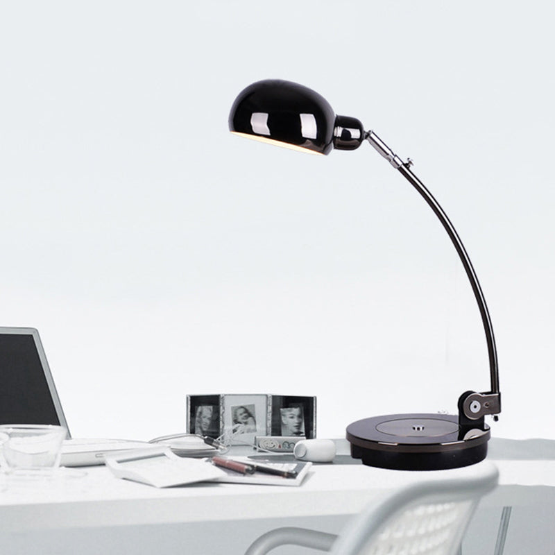Vintage Style Led Reading Lamp: Domed Shade Black/Silver/Bronze Metal Task Lighting For Office Black
