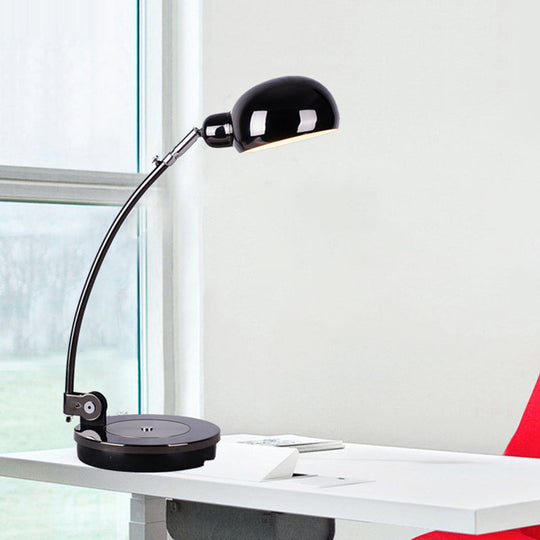 Vintage Style Led Reading Lamp: Domed Shade Black/Silver/Bronze Metal Task Lighting For Office