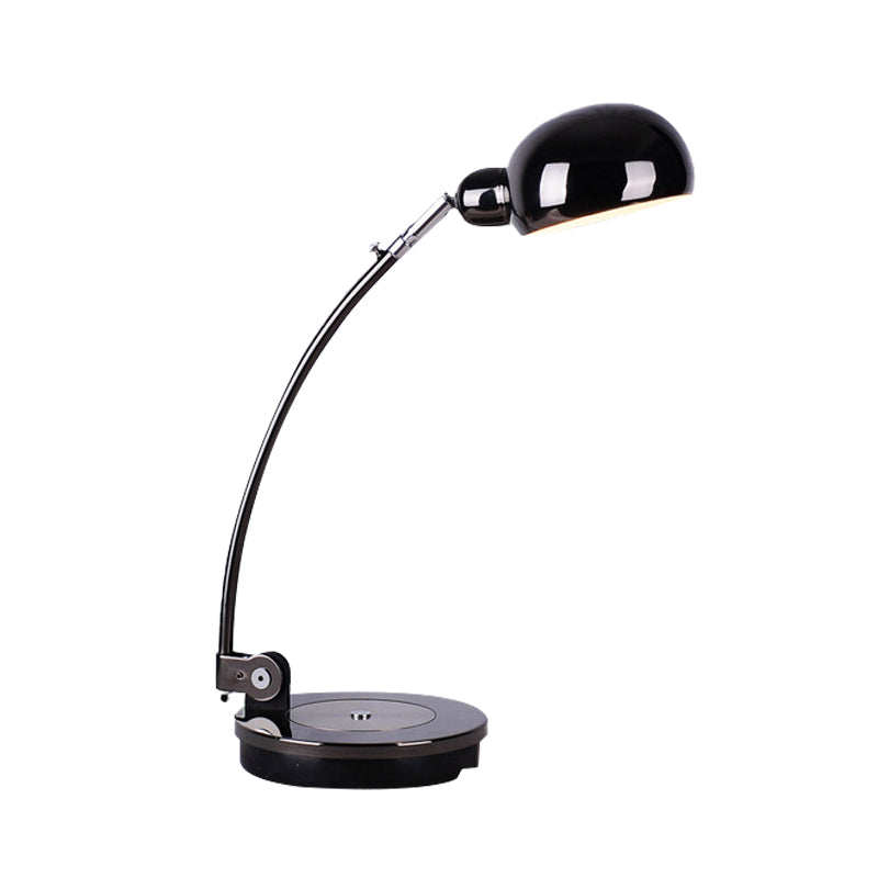Vintage Style Led Reading Lamp: Domed Shade Black/Silver/Bronze Metal Task Lighting For Office