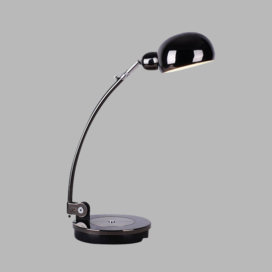 Vintage Style Led Reading Lamp: Domed Shade Black/Silver/Bronze Metal Task Lighting For Office