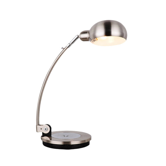 Vintage Style Led Reading Lamp: Domed Shade Black/Silver/Bronze Metal Task Lighting For Office