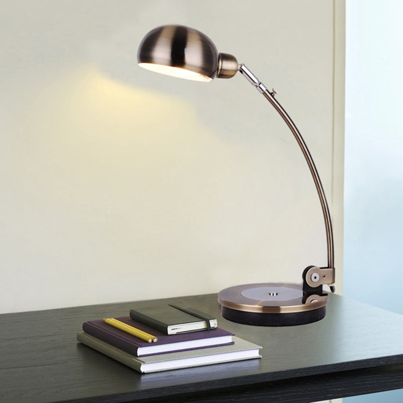 Vintage Style Led Reading Lamp: Domed Shade Black/Silver/Bronze Metal Task Lighting For Office