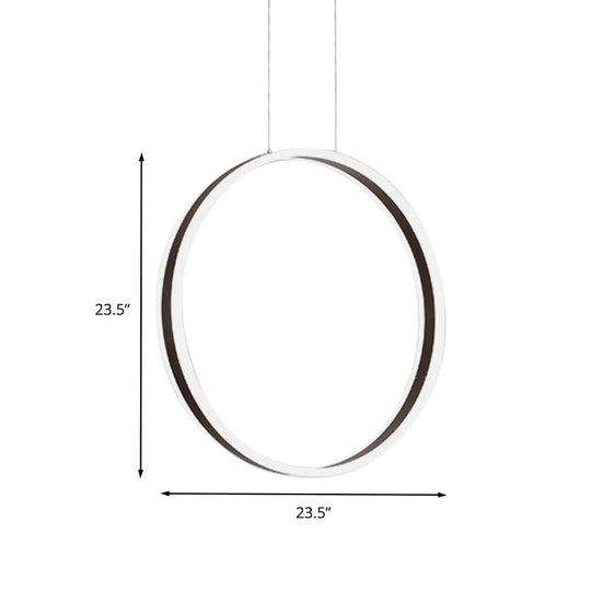 Modernist Acrylic Ring Pendant Lamp 16/23.5 Dia Coffee Led Ceiling Light For Dining Room