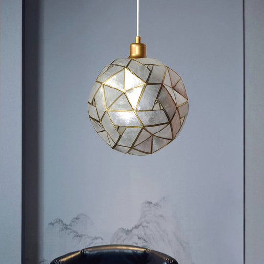 Contemporary Silver Shell Pendant Lamp For Dining Room - Sldined Globe Suspension Light